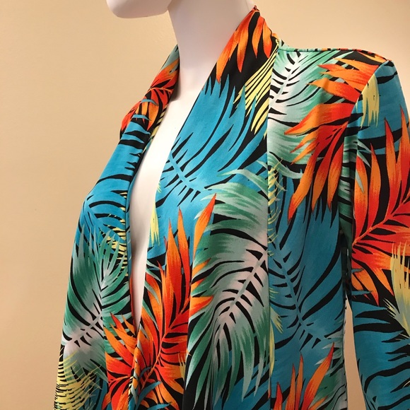 Slinky Brand Drape Open Front Jacket Tropical - Picture 10 of 13